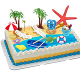 Beach Cake Decorations, 15 Pieces Chair Umbrella Palm Tree Summer Ocean Cake Toppers, Tropical Hawaiian Aloha Luau Theme Decorations For Birthday Baby Shower Wedding Pool Party Decorations Supplies