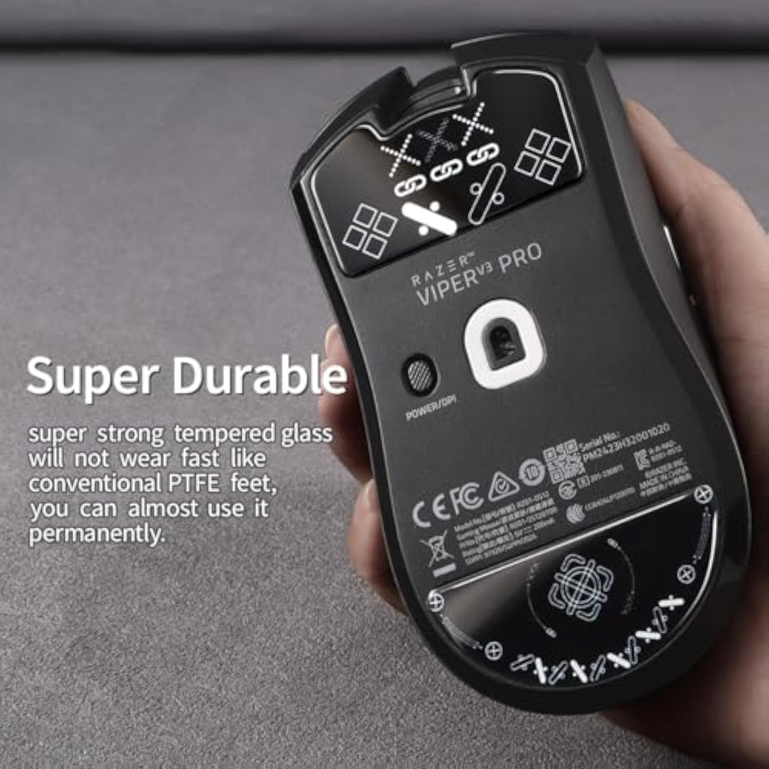 Glass Mouse Skates For Razer Viper V3 Pro Mouse Feet Pads Smooth Durable Slim 2.5D Curved Edge Game Mouse Feet Replacement Accessories (Printing Pattern)