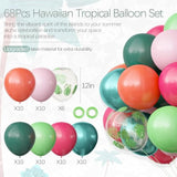 Hawaiian Luau Party Decorations, Tropical Party Balloons, 68Pcs Pink Green Rose Gold Palm Leaves Balloons For Summer Aloha Moana Flamingo Birthday Baby Shower Party Supplies, 12 Inch
