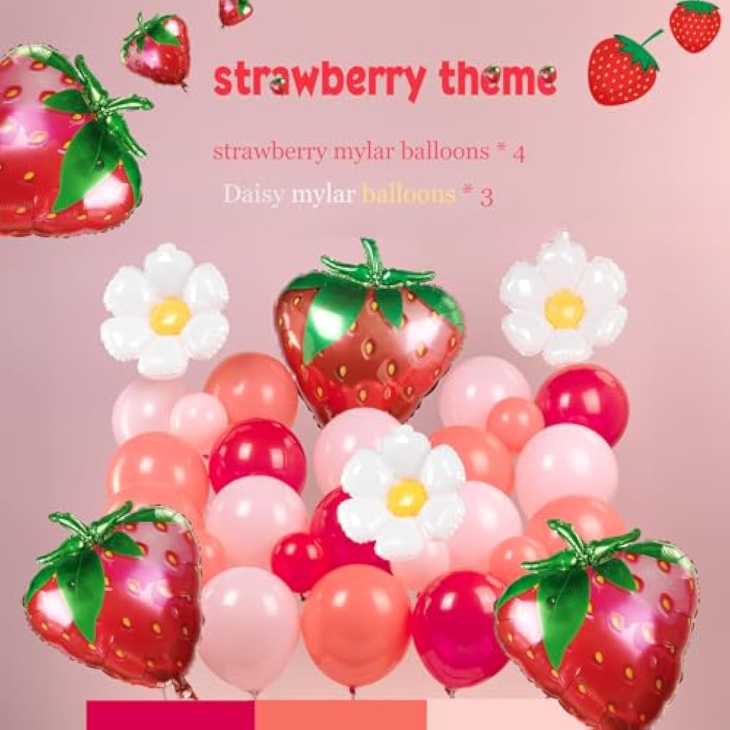 Strawberry Balloon Arch Kit: Red & Pink Party Decorations - 130 Piece