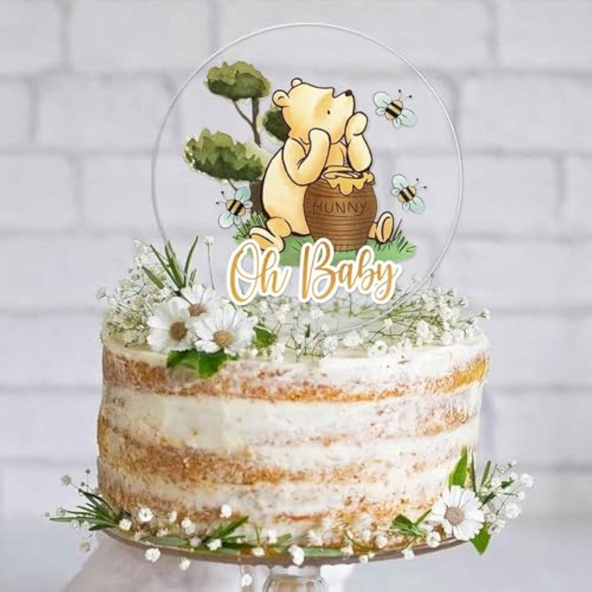 Acrylic Winnie Oh Baby Cake Topper Classic Pooh Baby Shower Decor