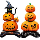 2Pc Large Halloween Foil Balloons – 43" Pumpkin & 27" Black Cat Decoration
