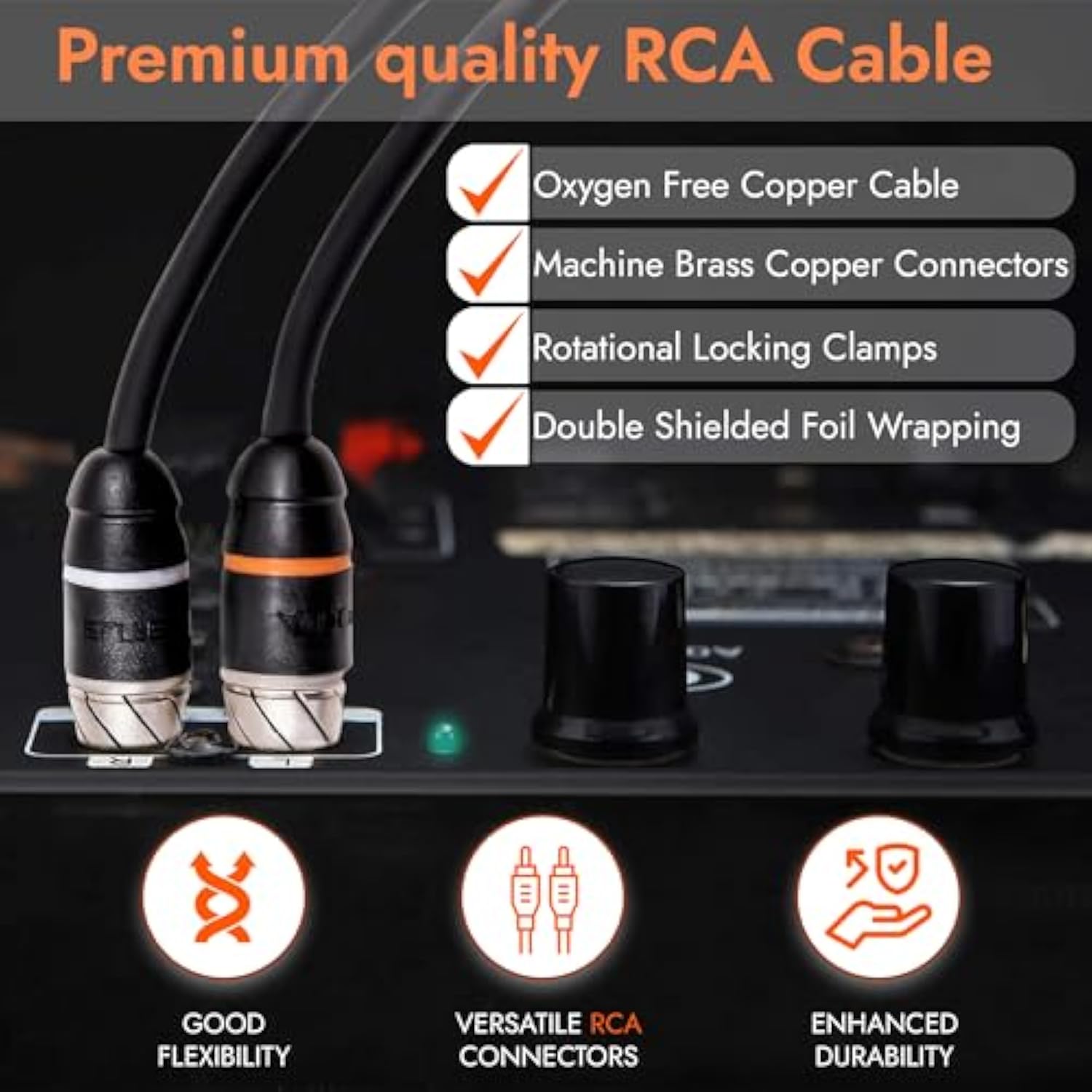 Premium Series 100% Ofc Copper Rca Interconnects Stereo Cable, 2 Channel 1.5'