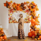 Fall Boho Balloon Arch Kit: Burnt Orange, Peach, Brown + Backdrop