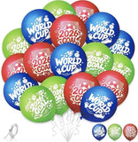 36 PCS World Cup Decorations Balloons 2026, 12 Inches Large World Cup Balloons for Soccer Games, Latex Red, Blue, Green with 1 Rolls Ribbons for Bar Party Supplies