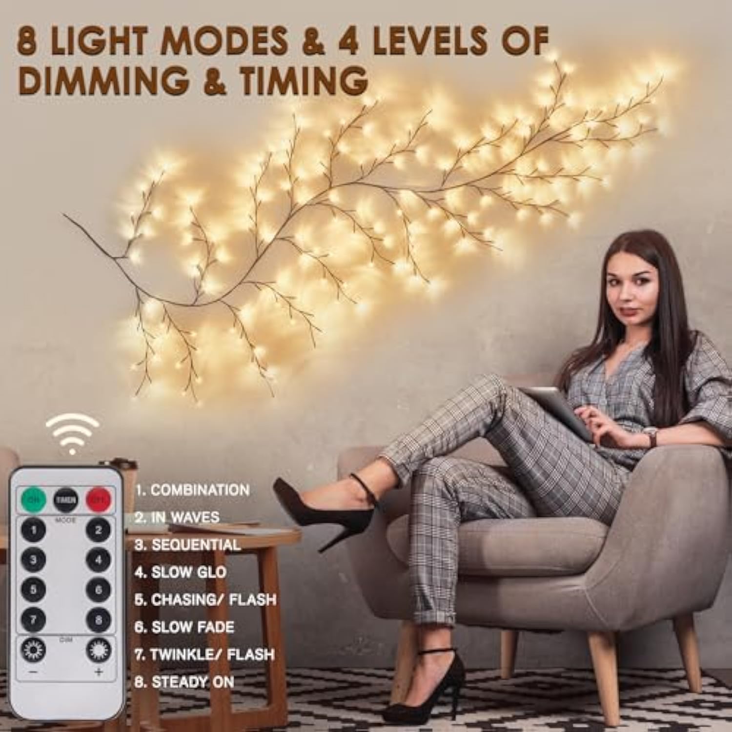 Enchanted Willow Vine Lights 9.3Ft 160Led, Vines For Home Decor Lighted Tree For Walls In 8 Modes & Timer, Branches Ligh