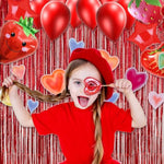 Red Fringe Curtains Party Streamers Backdrop Foil Tinsel Curtain Decoration For Stranger Theme Party Christmas Valentines Day Party 2 Pack