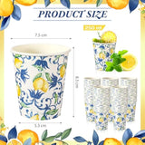 100 Pcs 9Oz Blue Lemon Cups Disposable Paper Yellow Blue Cups For Lemonade Stand Decorative Party For Cold Hot Beverage Juice Kitchen Coffee Birthday Party Supplies