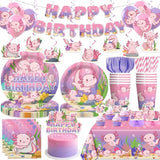 171 Pcs Axolotl Birthday Decorations Pink Axolotl Party Decorations Cake Cupcake Topper Balloons Banner Plates And Napkins Table Cloth Axolotl Party Supplies For Girls Cartoon Fun Animal Party