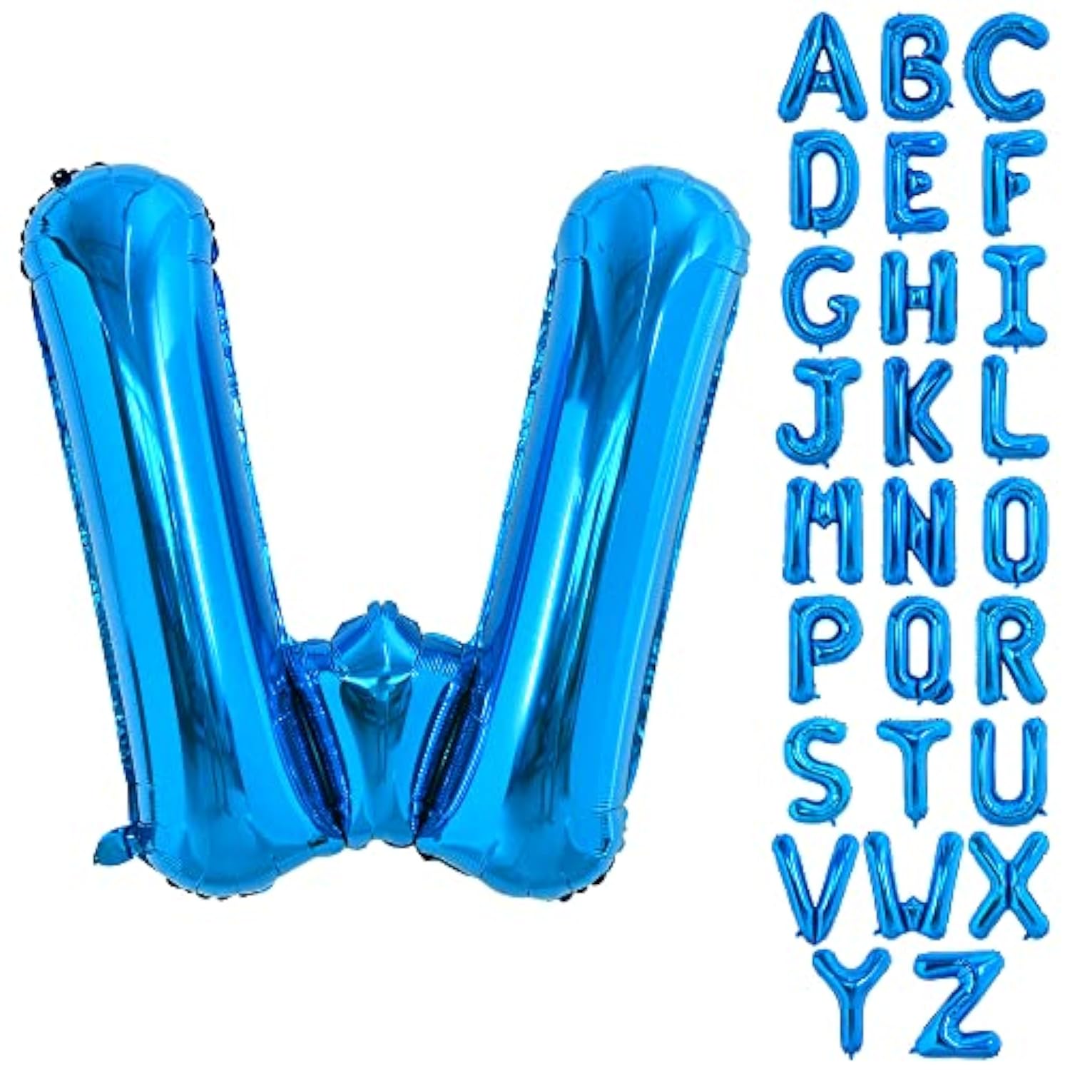 40 Inch Blue Letter W Foil Balloon for Birthday Anniversary New Year Party