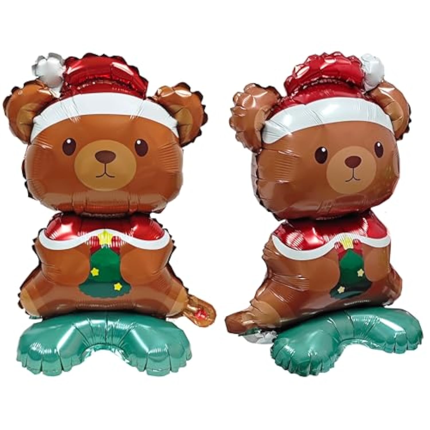 2 Pc Christmas Bear Santa Mylar Foil Balloons Party Decoration