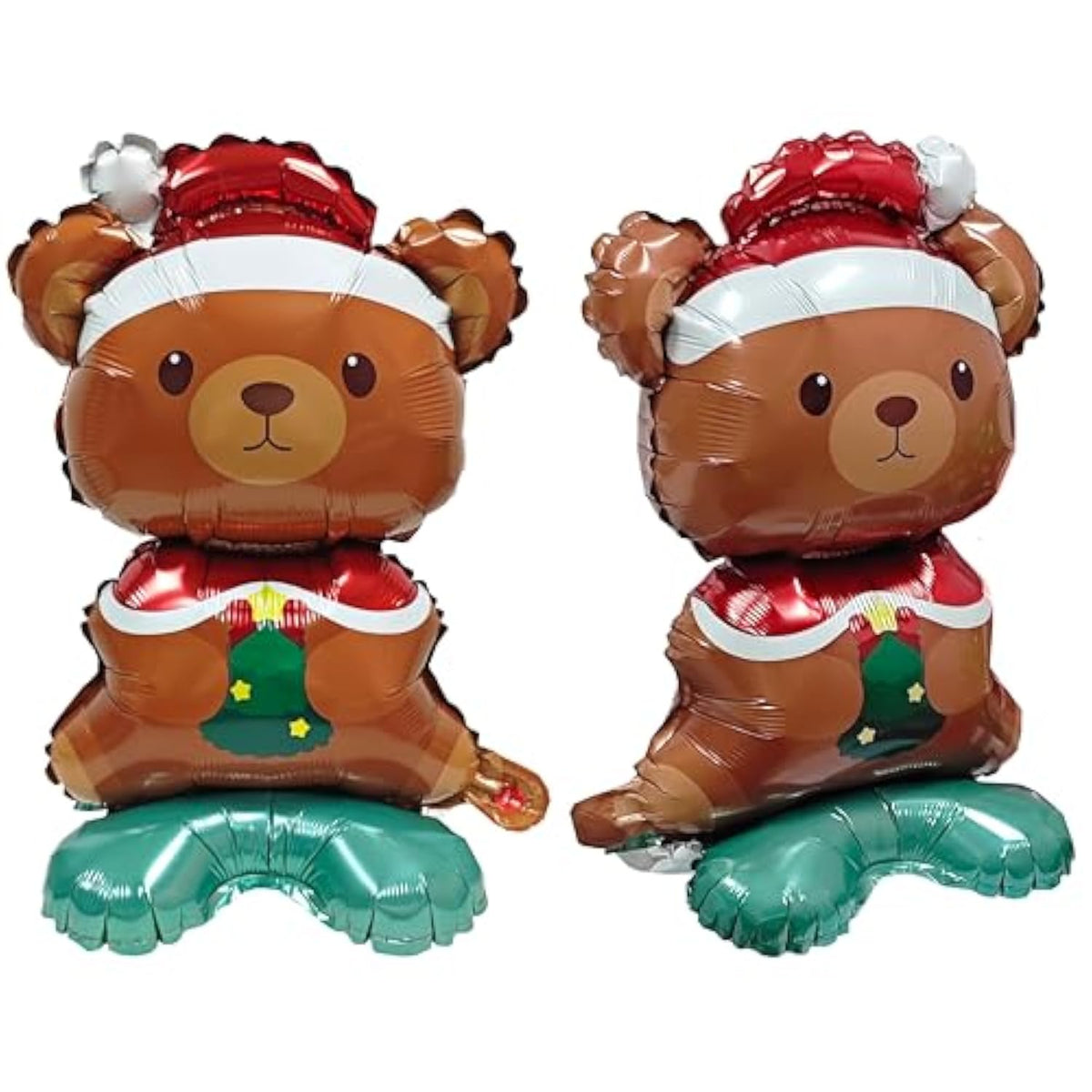 2 Pc Christmas Bear Santa Mylar Foil Balloons Party Decoration