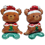 2 Pc Christmas Bear Santa Mylar Foil Balloons Party Decoration