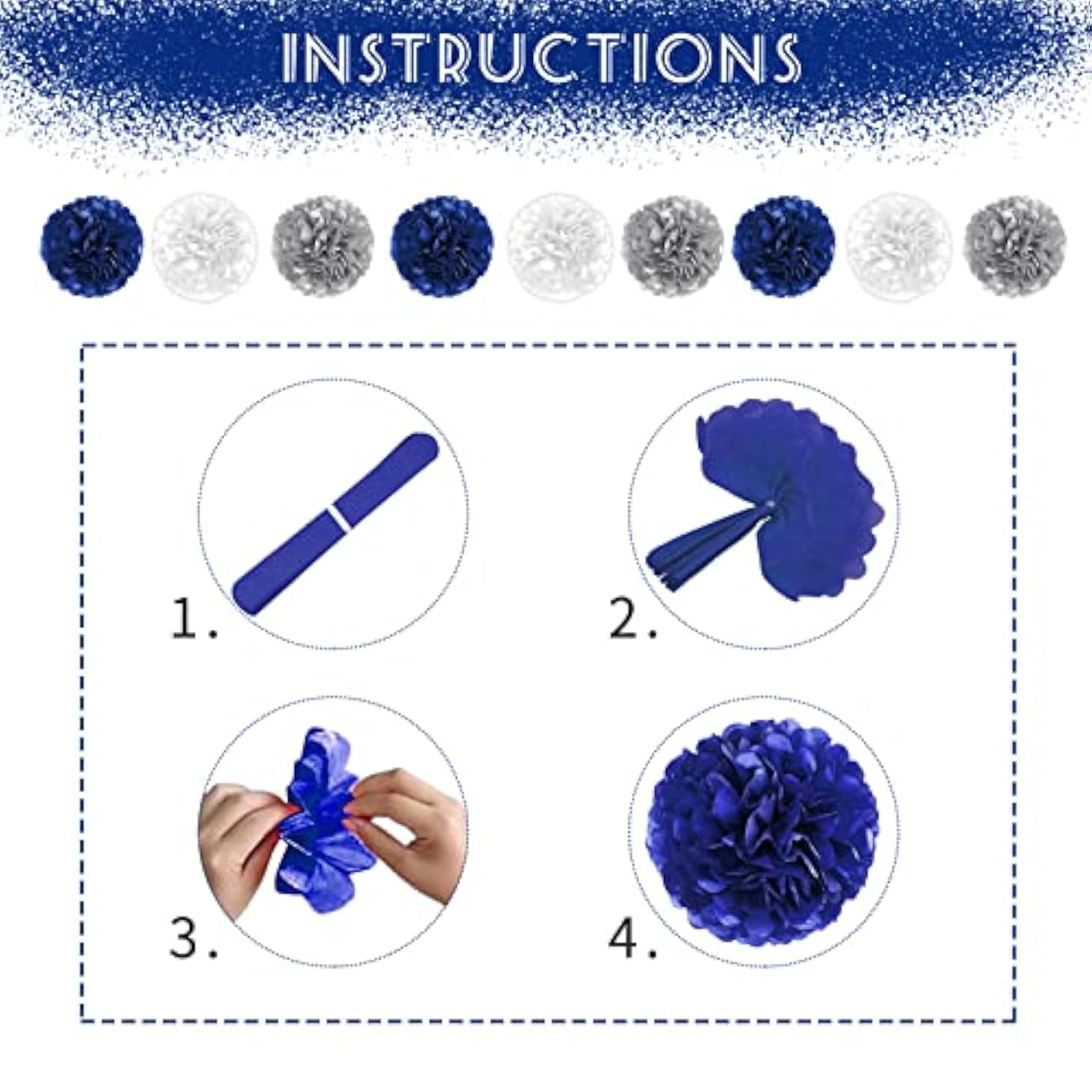 Navy Blue Silver Birthday Decorations For Men, Blue Birthday Party Sup