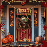 Halloween Carnival Door Cover Circus Ticket Booth Prop Skeleton Backdrop 71x35