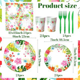 Luau Party Supplies, 144Pcs Tropical Party Decorations Includes Tropical Plates And Hawaiian Napkins, Hawaiian Plates And Napkins For Hawaiian Summer Luau Party Serviced 24 Guests