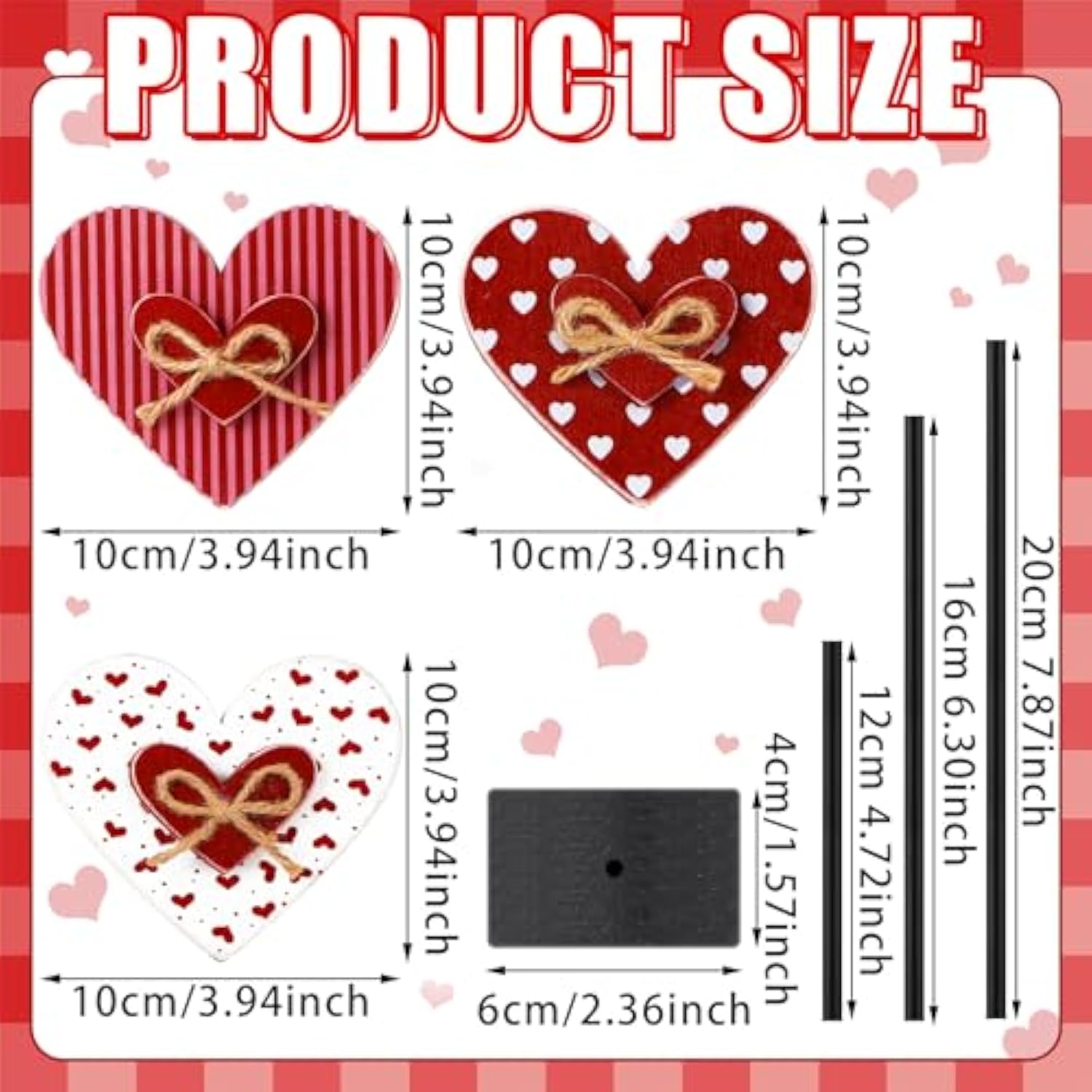 3 Pcs Valentine'S Day Decoration Heart Wooden Sign Standing Block Love Christian Tables Centerpieces Valentines Decoration Double Printed Table Sign For Wedding Party Favor Supplies(Classic)