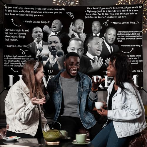 Martin Luther King Backdrop 71×43 Inch African American MLK Day Party Decor