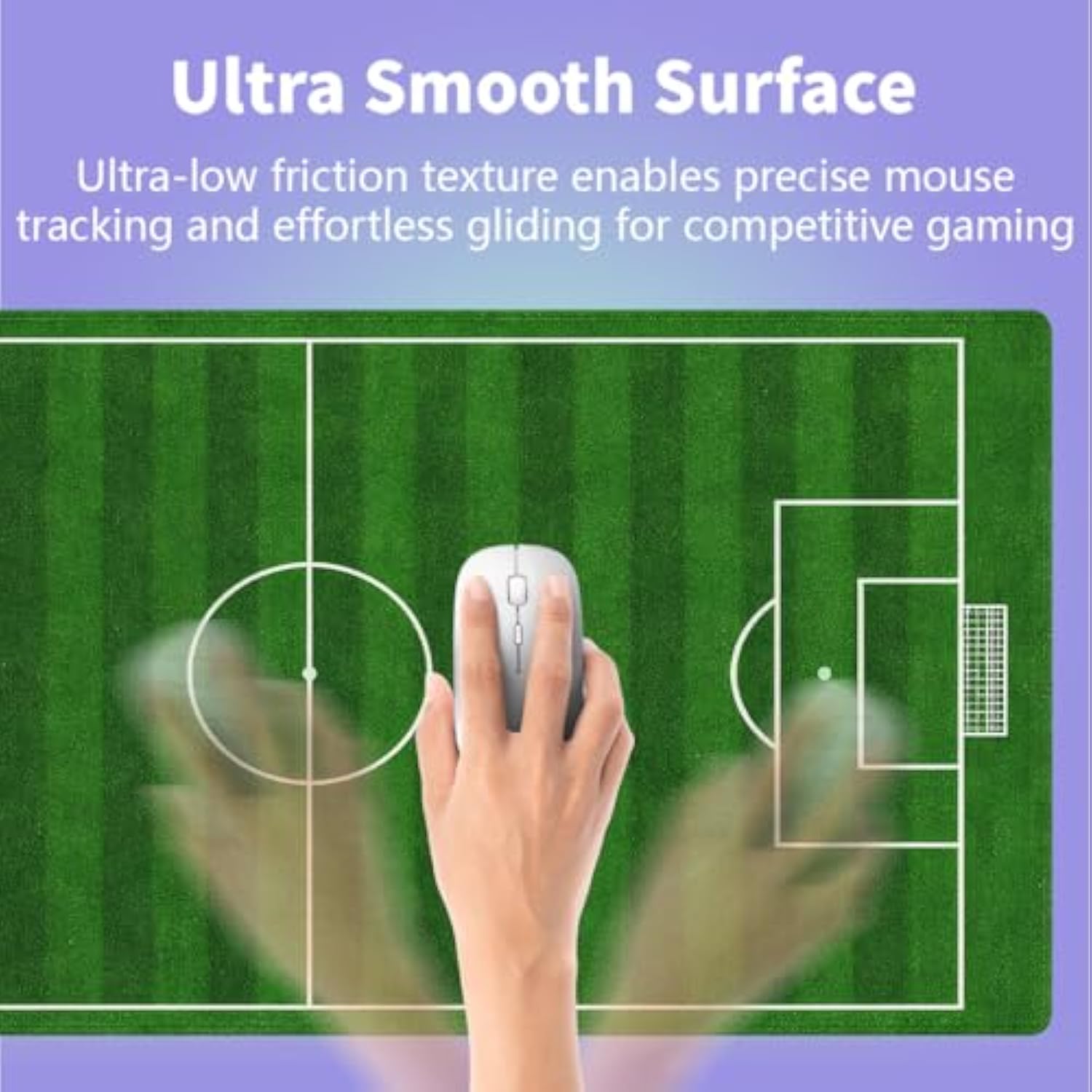 . Extended Xxl Mouse Pad (31.5" X 15.8") - Football Field Design Cool Green Soccer Course, Extra Large Office Accessories, Premium Stitched Anti-Slip Gaming Desk Mat