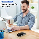 DC Wireless Mouse, 5 in 1 Bluetooth USB C Rechargeable Mouse for Laptops Disktops Tablets Compatible with Apple MacBook Pro/Air iPad iMac Sureface Chromebook Computer (Black Silver)