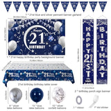 21St Birthday Decorations For Men And Women Blue, Happy 21St Birthday Door Backdrop Banner Balloons 21 Years Old Birthday Porch Sign Party Supplies With Latex Balloons Decor 21St Bday Boy Her Him