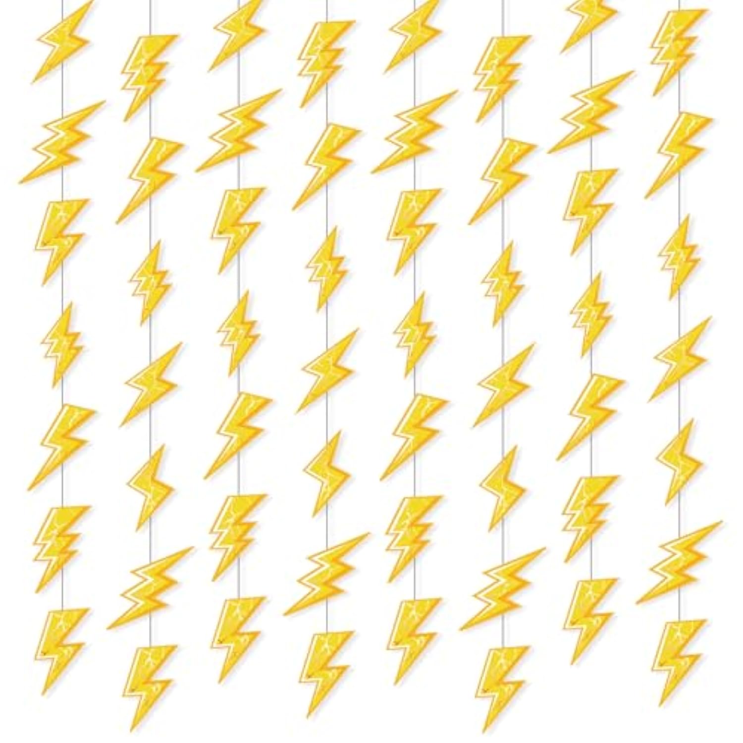 8pcs Lightning Bolt Hanging Décor – Gold Weather Theme Party Supplies