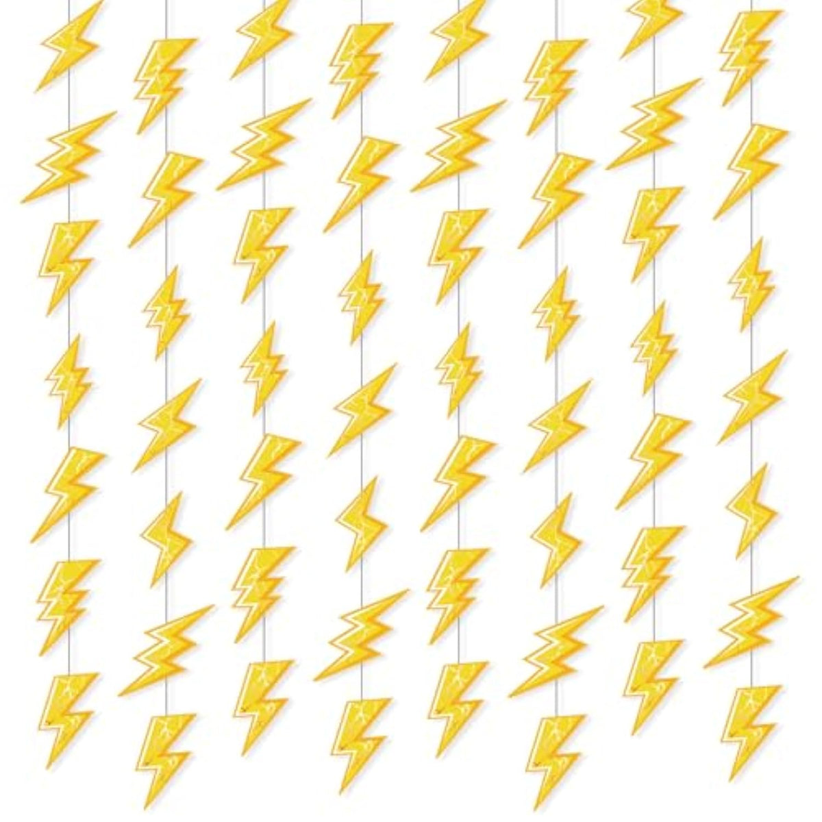 8pcs Lightning Bolt Hanging Décor – Gold Weather Theme Party Supplies