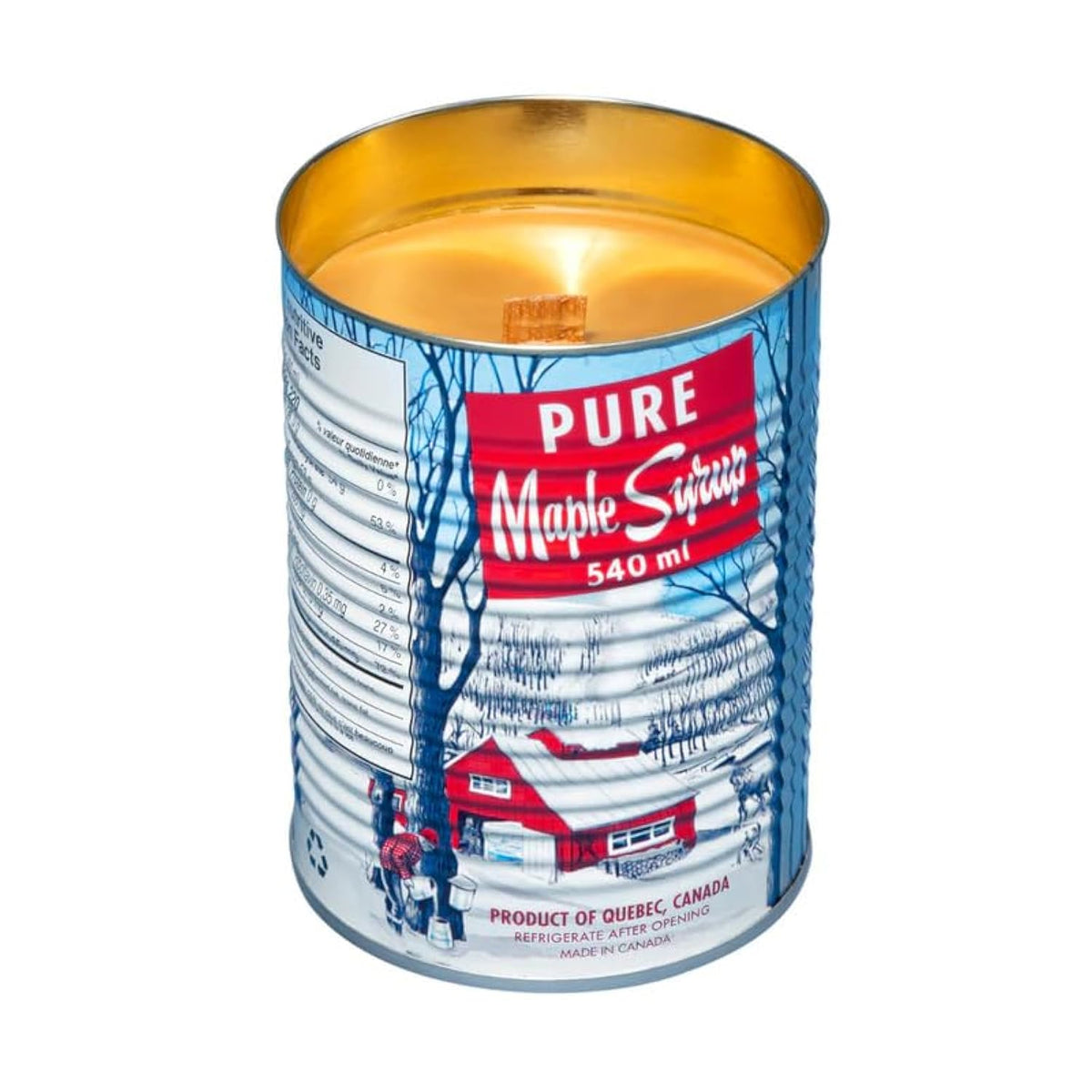 Handcrafted Maple Syrup Tin Candle, Authentic Maple Scent With Natural Soy Wax (Wooden Wick)