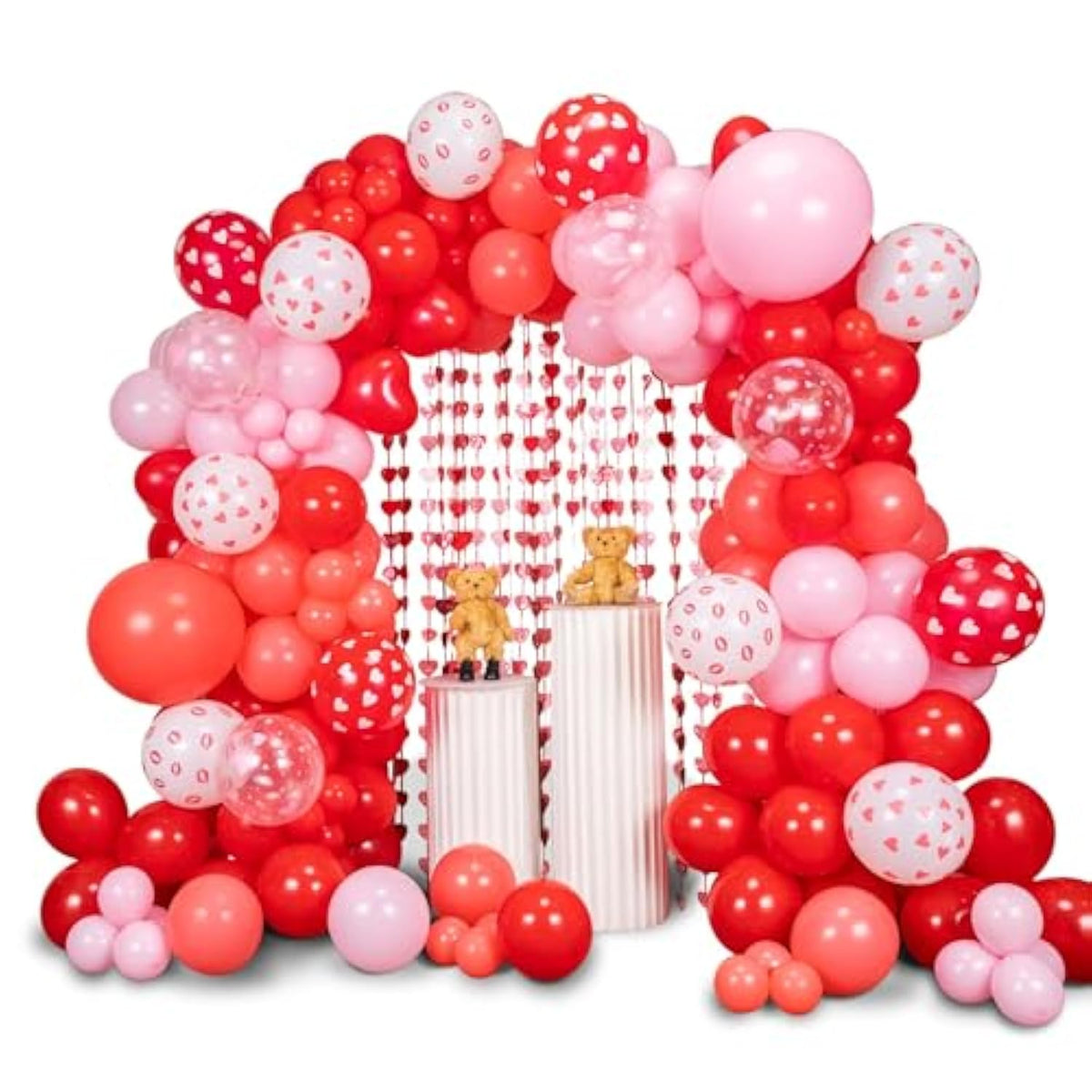 160Pcs Valentine'S Balloon Arch Garland Kit Red And Pink Heart Kiss 3.2X6 Feet Love Backdrop For Mother'S Day Wedding Engagement Birthday Party Day Decorations