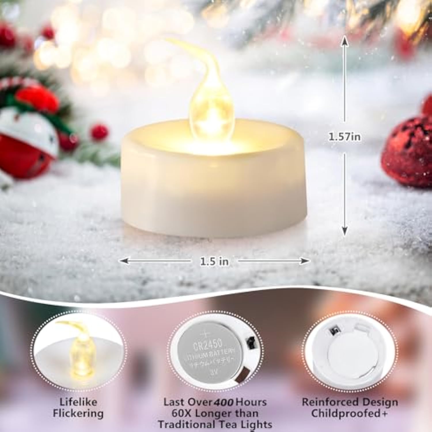 Led Candles With Remote And Timer,400+ Hours Battery Life,Realistic Flickering Flameless Votive Candles,Safe Decorative Lighting For Christmas/Wedding/Home Decor - 12 Pack Warm White