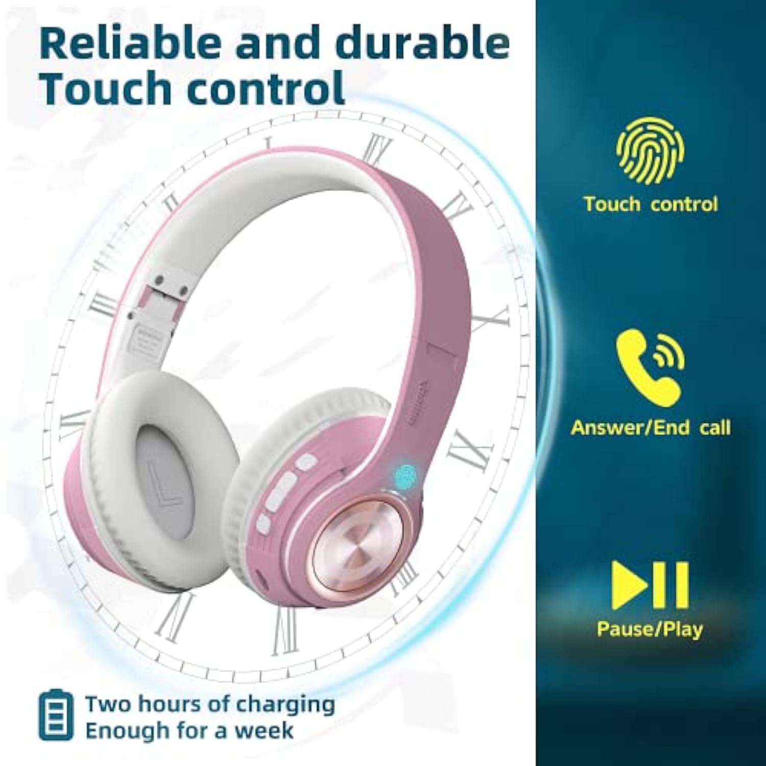 Tx8 Bluetooth Headphones, Over Ear Headphones, Hifi Stereo, With Touch Control