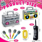 29 Pcs 80S 90S Party Decorations Include Inflatable Boom Box Beverage Cooler 20 Gold Foil Chain Balloons 2 Mobile Phones 2 Radio Boombox 4 Microphones For Hip Hop Theme Supplies Cosplay Props