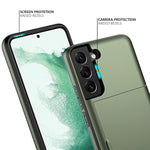 For Samsung Galaxy S22 Plus Case With Card Holder 5G 6.6 Inch Slim Dual Layer Heavy Duty Protective Wallet Case Hidden Card Slot (Green)