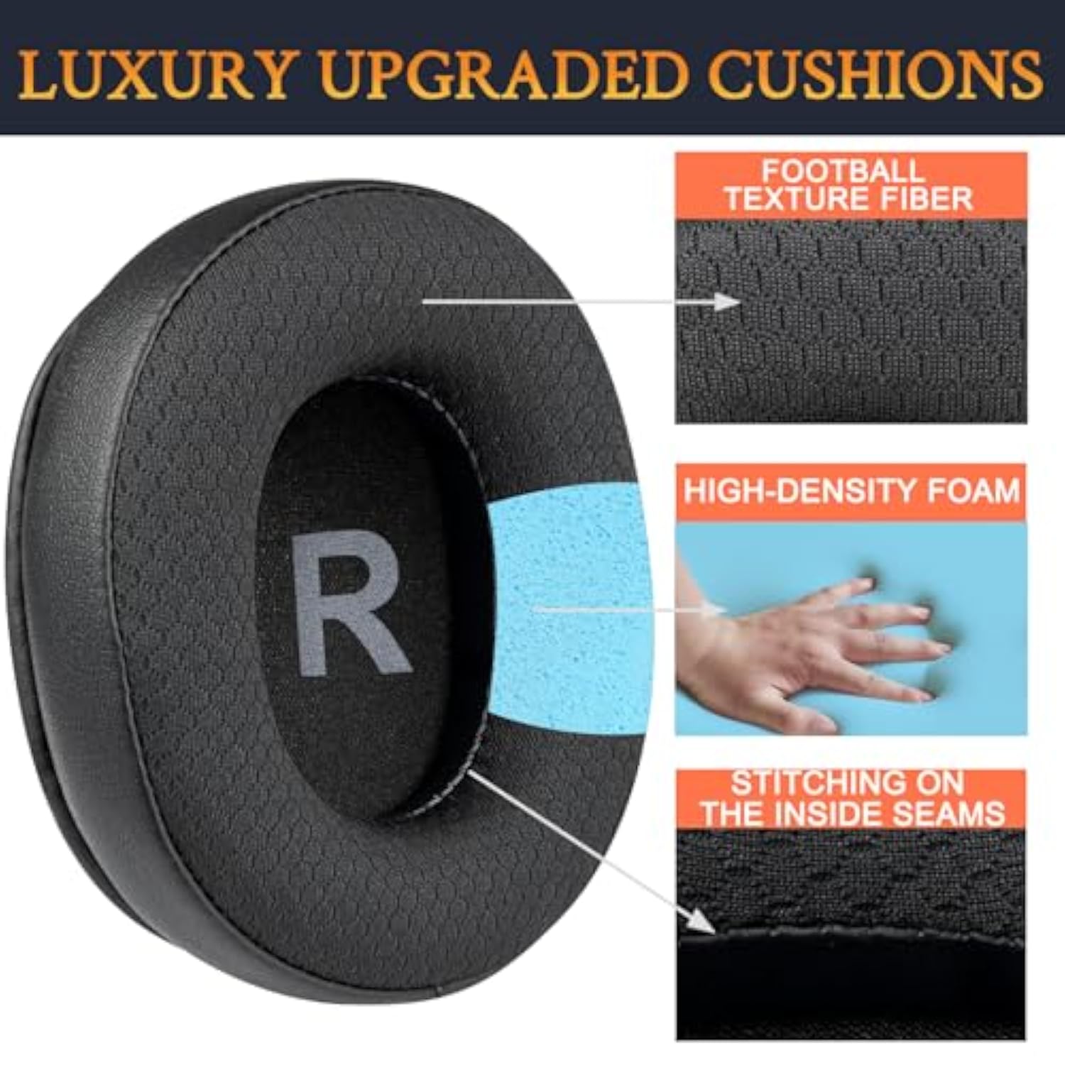 Earpads Replacement For Eksa E900/E900 Pro Gaming Headphones, Ear Pads Cushions With Durable Mesh Fabric, Noise Isolation Foam - Black