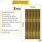 2-Pack Extra-Large Black & Gold Fringe Curtains 2026 NYE Backdrop