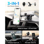 Wireless Car Charger With Phone Holder Mount, 15W Fast Charging Auto Clamping Phone Holders For You Car Windshield Dashboard Air Vent Accessories For Iphone, Samsung Galaxy, Google, Etc