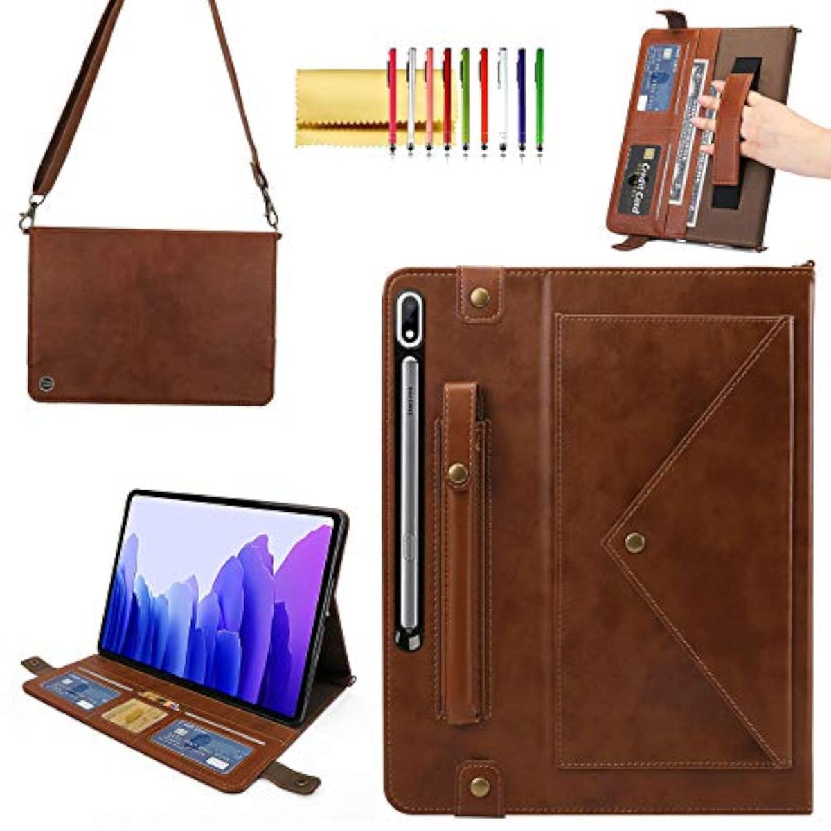 Handbag Case For Samsung Galaxy Tab S8+/S7+/S7 Fe 12.4", Folio Stand Crossbody