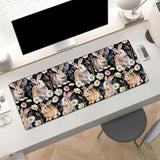 Floral Bunny Gaming Mouse Pad, Cute Rabbits With Daisies Large Desk Mat For Computer, Extended Keyboard Laptop Mouse Pads 31.5×11.8In, Non Slip Rubber Mousepad For Office Decor Gifts