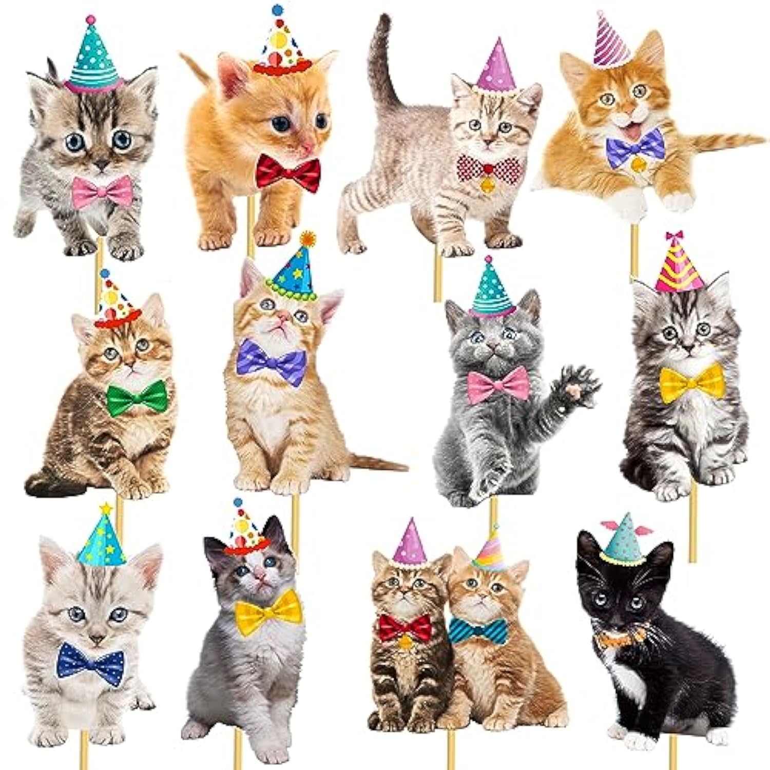Cat Centerpiece Sticks 26Pcs Cat Birthday Party Supplies Kitten Birthd