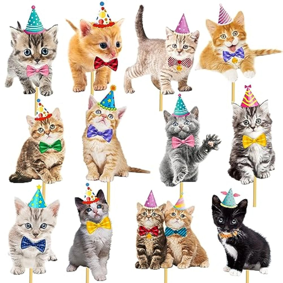 Cat Centerpiece Sticks 26Pcs Cat Birthday Party Supplies Kitten Birthd