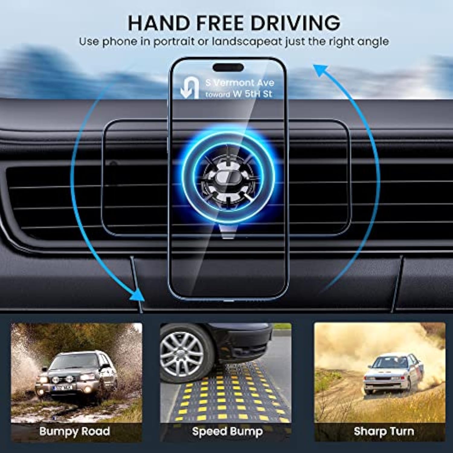 MagSafe Car Mount Magnetic Phone Holder Strong Magnets Unlimited Angles for iPhone