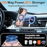 For Samsung Galaxy-S23 Fe Case With Magsafe & [Hd Screen Protector×2][Anti-Fingerprint], 360° Metal Rotated Kickstand,Military Grade Shockproof Protective For Galaxy S23 Fe Case,Rose Gold