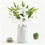 6 Pcs White Artificial Tiger Lily Flowers Latex Fake Flowers Real Touch Bouquet For Home Wedding Party Garden Shop Decoration Graves Arrangement