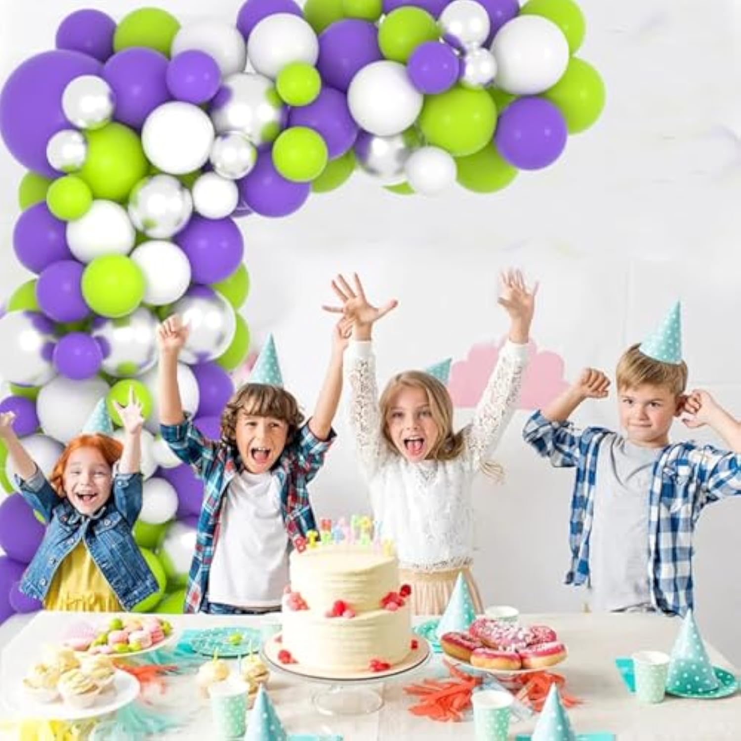 Lightyear World Balloon Garland Arch Kit - 122Pcs Green Purple White B