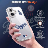 MLB Los Angeles Dodgers Shockproof Phone Case for iPhone 17, Silver-Plated Back with Raised Camera Protection, LA Dodgers Gift