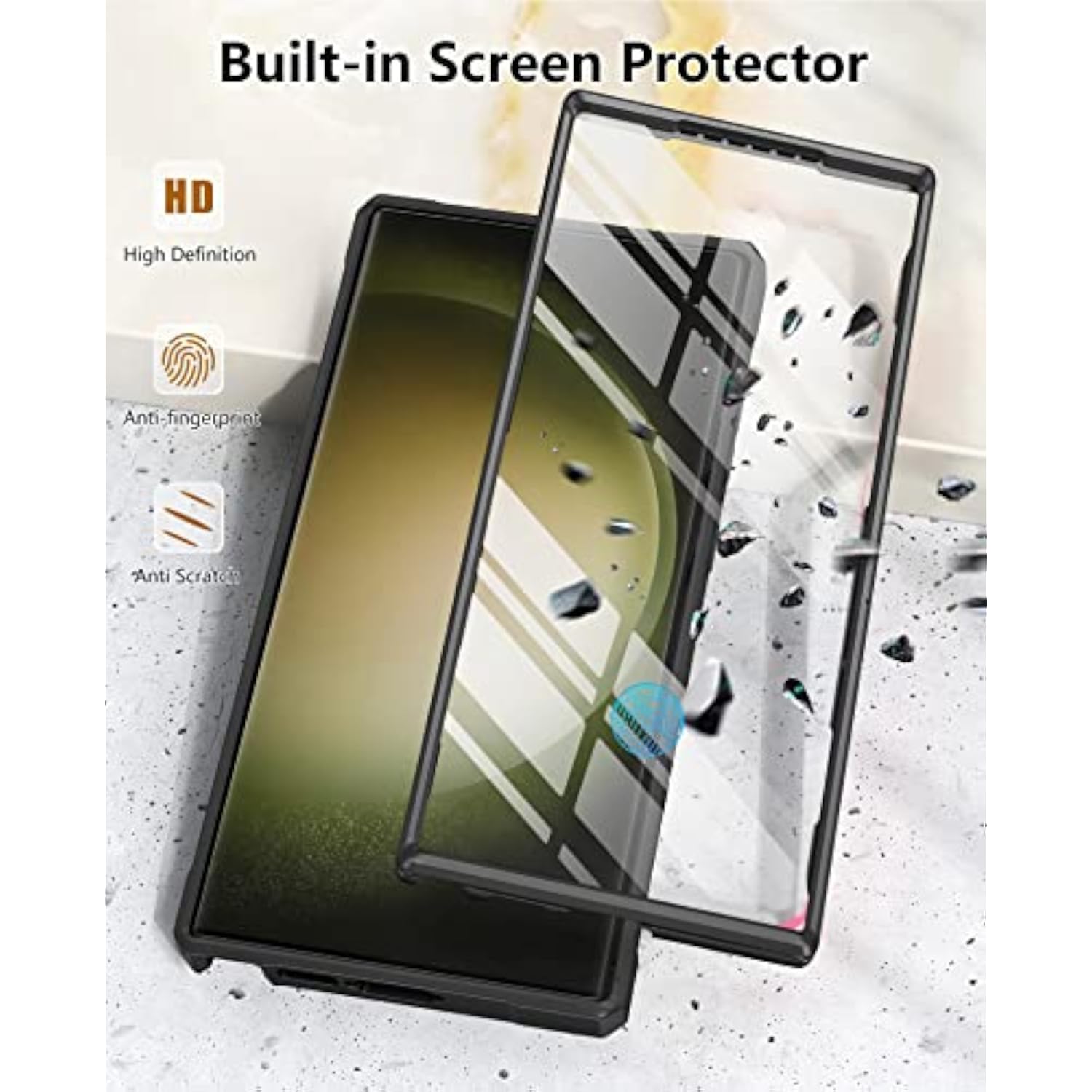 Samsung Galaxy S23 Ultra Case with Built-in Screen Protector and Kickstand