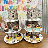 2 Pack Cat Cupcake Stand Birthday Party Decorations Supplies, Cat 3 Tier Cardboard Cupcake Stand Cup Cake Tower Display Dessert Holder Set For Birthday Party Decor Supplies Favors