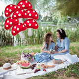 6 Pcs Mushroom Balloons With Red & White Polka Dots, Forest/Garden Party Theme Party Decor, Cute Mushroom Birthday Decor, 31 X 21 In Large Mushroom Foil Balloons For Party Decorations