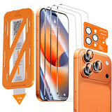 [1-Second Auto-Install] 3 Pack Screen Protector for iPhone 17 Pro Max [6.9 Inch] + 1 Set Camera Lens Protector, 9H+ Shatterproof Tempered Glass,