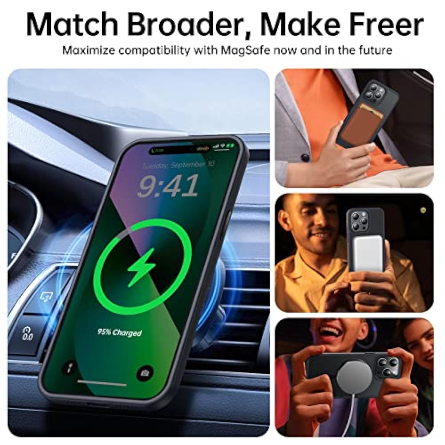 Magnetic For Iphone 14 Pro Case [Compatible With Magsafe] [Strong Magnetic] [10Ft Military Grade Protective] Translucent Matte Slim Case For Iphone 14 Pro Phone Case (6.1"), Black